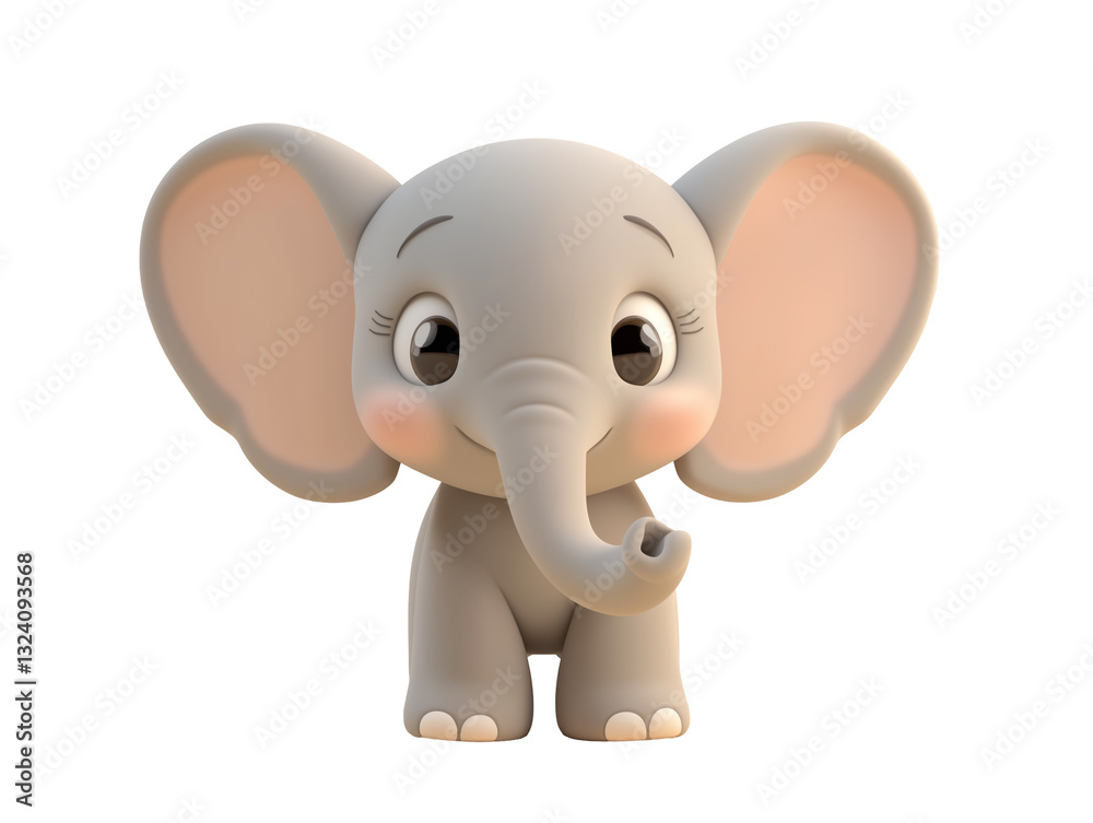 Obraz premium Cute elephant baby PNG file isolated on transparent background cut out, clipping path, social media, close up, high quality, web 