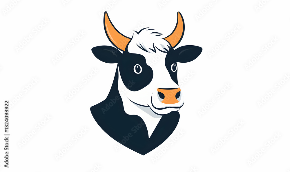 Cartoon Cow Illustration with Distinctive Features and Bold Colors Cartoon Cow Illustration with Distinctive Features and Bold Colors