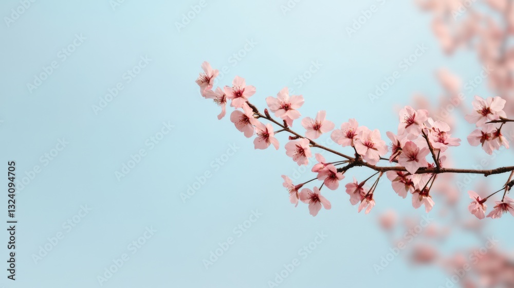 Delicate Pink Blossoms Against a Light Blue Sky Delicate Pink Blossoms Against a Light Blue Sky
