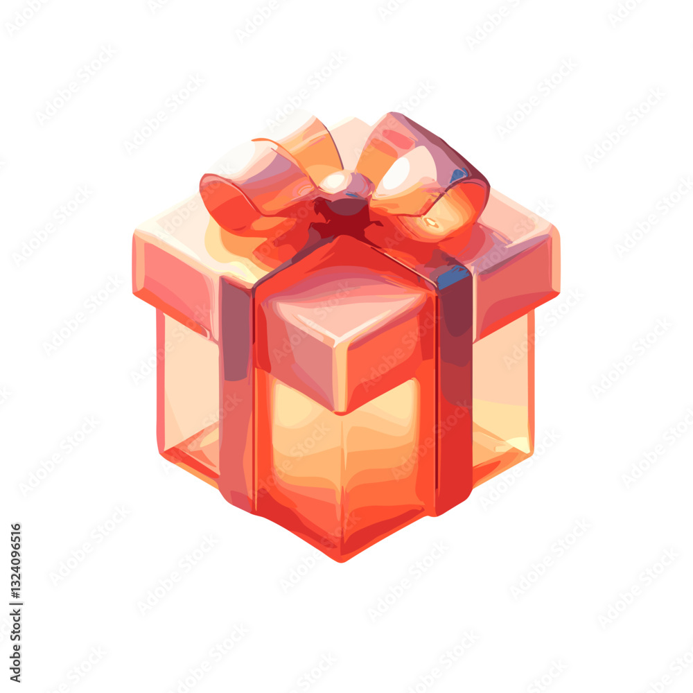 Obraz premium Stylized gift box with a shiny ribbon on white background