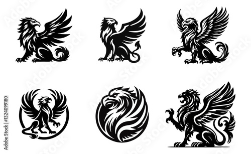 griffin engrave logo icon design illustration