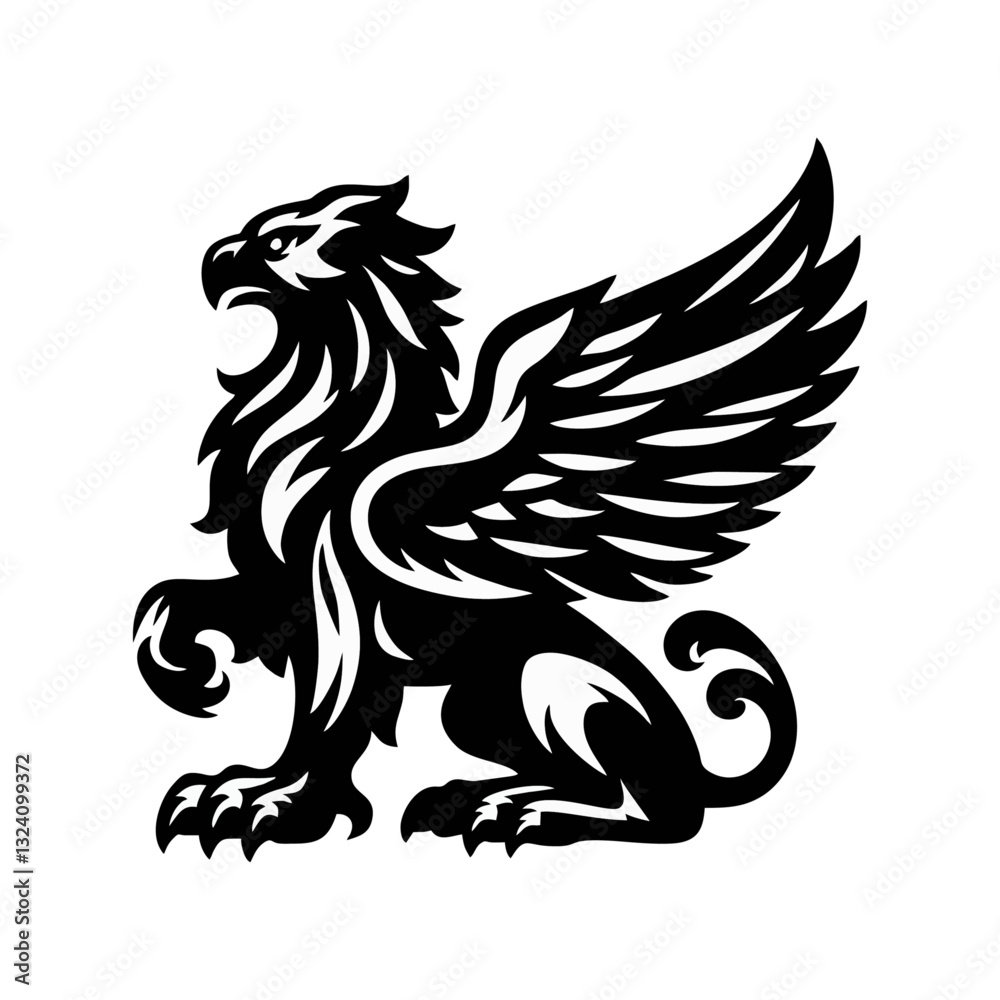 griffin engrave logo icon design illustration griffin engrave logo icon design illustration