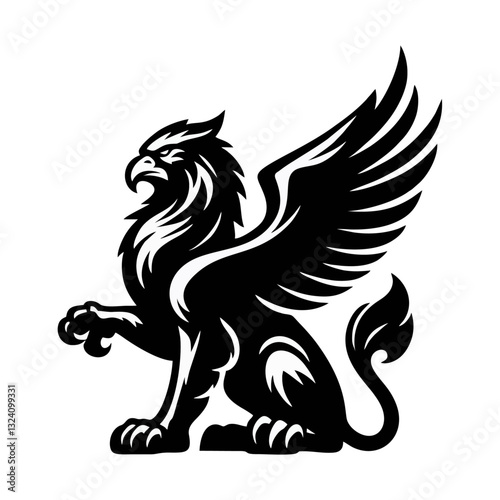 griffin engrave logo icon design illustration