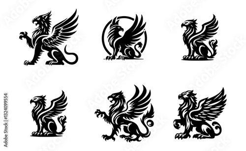 griffin engrave logo icon design illustration