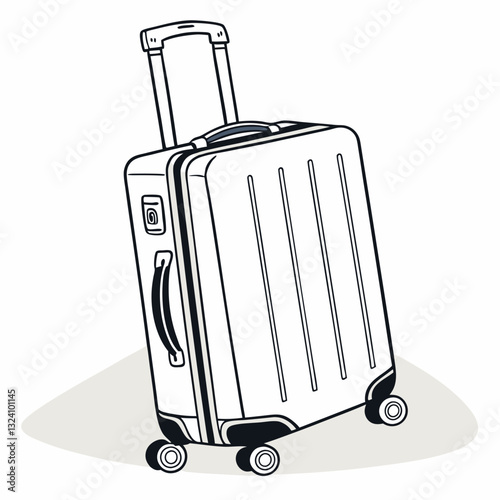 modern hard shell suitcase with telescopic handle and four wheels, designed for travel convenience and durability. minimalist design emphasizes functionality and portability