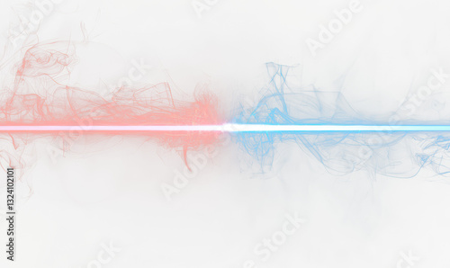 Dynamic Dual Color Laser Beams of Red and Blue Light in Fusion Isolate on Transparent Background, cutout, png