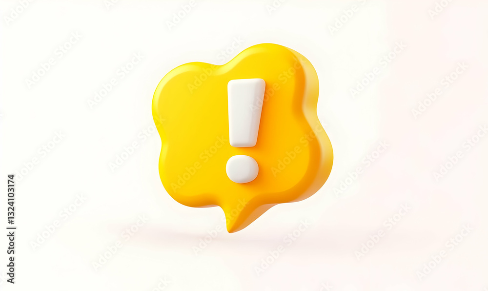 Bright Yellow Exclamation Mark in Bubble Shape for Attention Signage Bright Yellow Exclamation Mark in Bubble Shape for Attention Signage