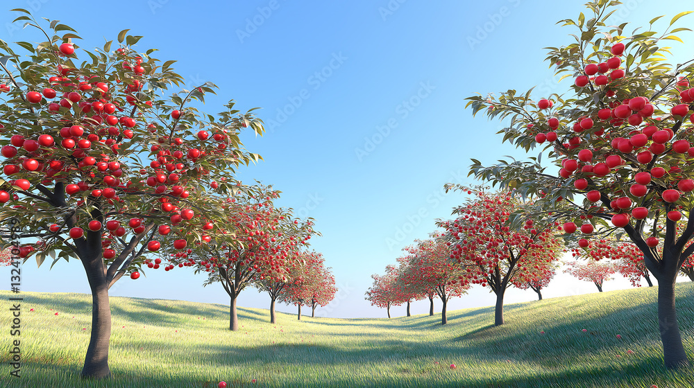 Fototapeta premium Whimsical scene of cherry trees.