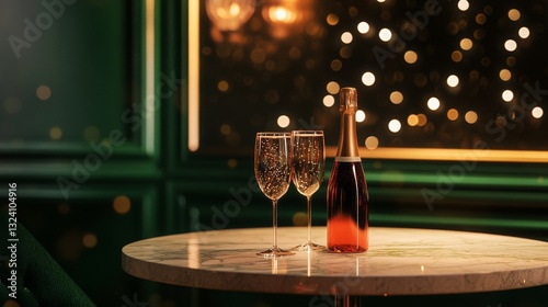 glass of champagne on table