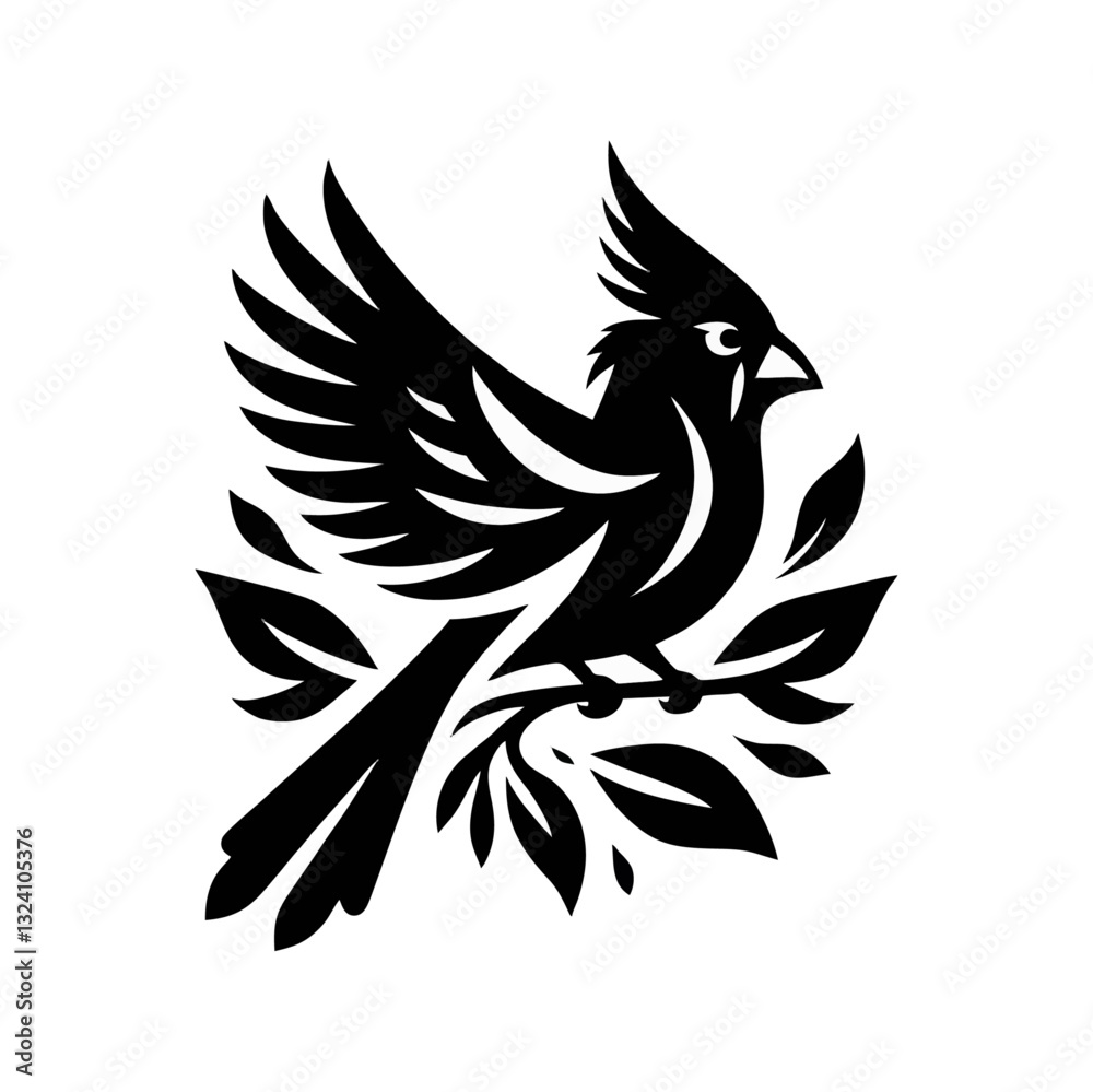 Obraz premium cardinal engrave logo icon design illustration