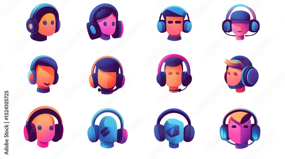 Fototapeta premium Professional Customer Support Icons Set Illustration Isolated Background