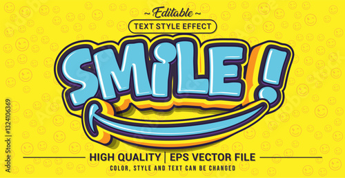 Editable text style effect - Smile text style theme. Vector text style illustration template.