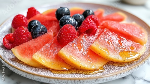 Luxurious Brunch Setting Featuring Fresh Fruits and Berries