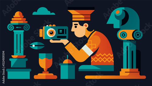 High resolution imaging techniques are utilized to capture intricate details of ancient artifacts preserving their form and appearance for historical documentation.. Vector illustration