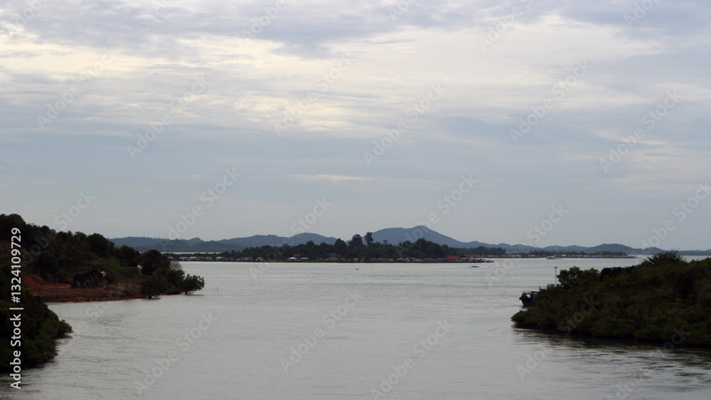 Beautiful view of the sea and islands in Batam