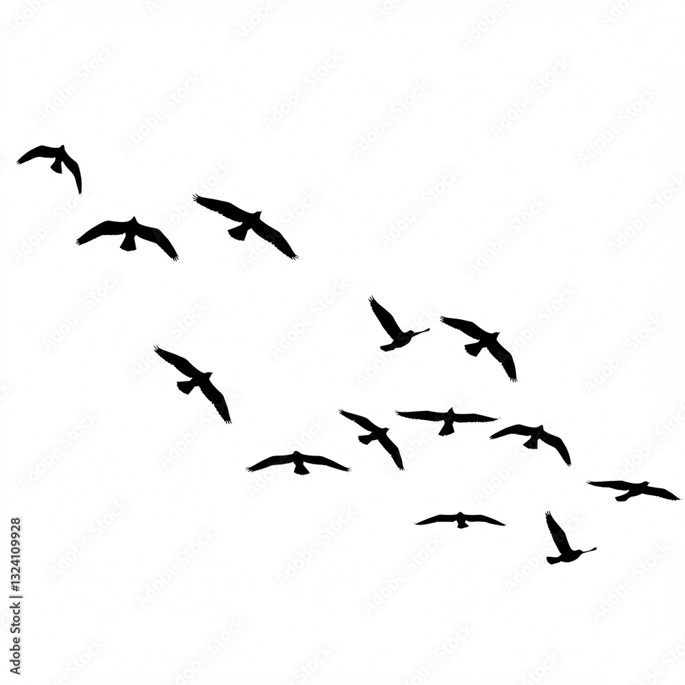 Obraz premium Silhouette of Flying Birds in Formation