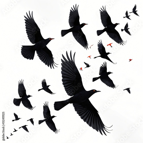 Silhouette of Flying Birds in Formation