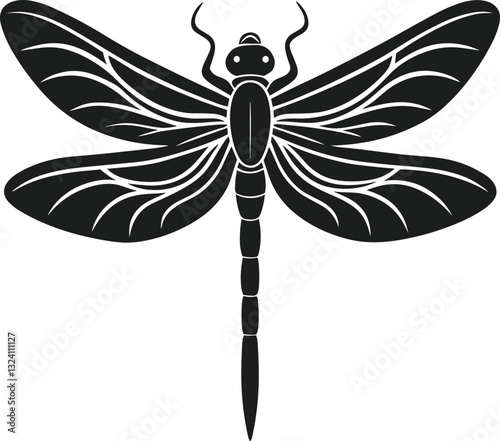 Stylized Dragonfly Silhouette – Elegant Vector Illustration for Nature and Spring Designs