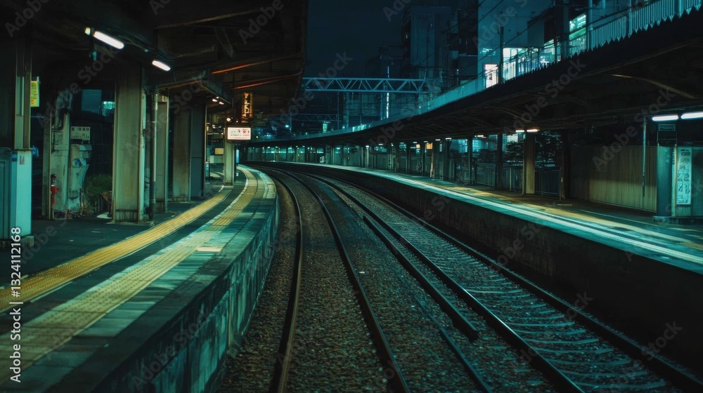 Obraz premium Empty Train Station at Night.