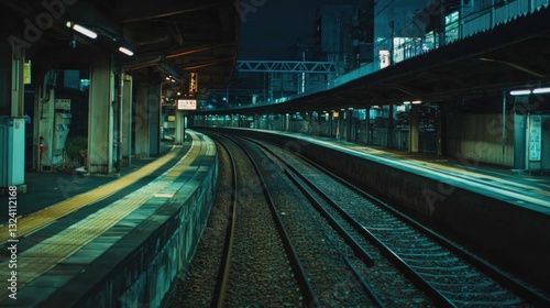 Wallpaper Mural Empty Train Station at Night. Torontodigital.ca