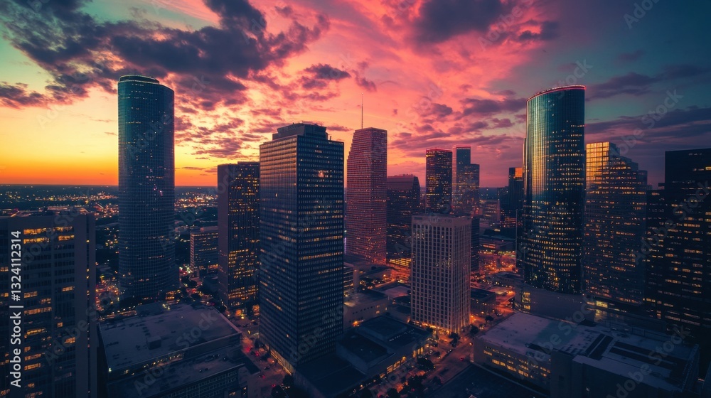 Fototapeta premium Houston Skyline at Sunset.