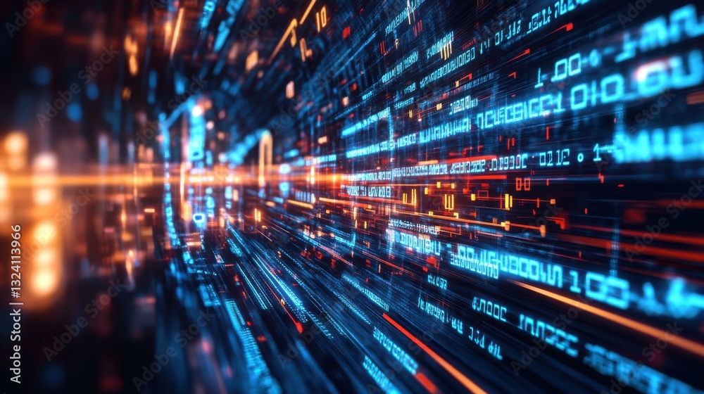 Data streams flow through the digital highway. Data streams flow through the digital highway.
