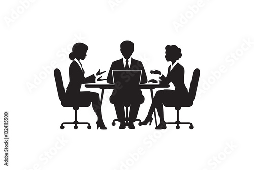 Corporate Meeting Silhouette of Professionals at Work