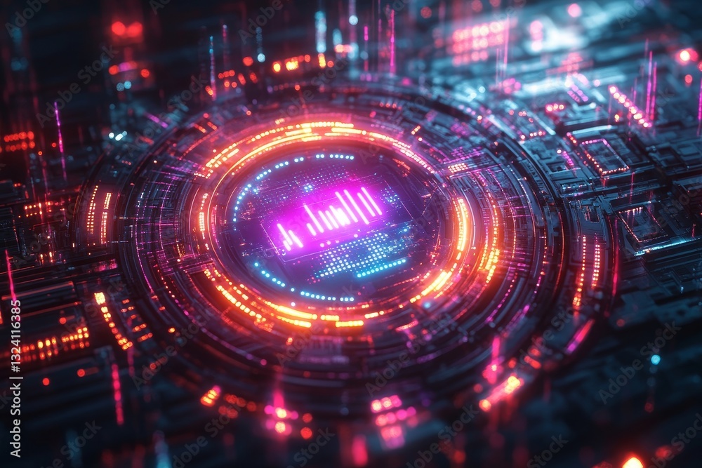 Obraz premium abstract digital circuit board with glowing lights.