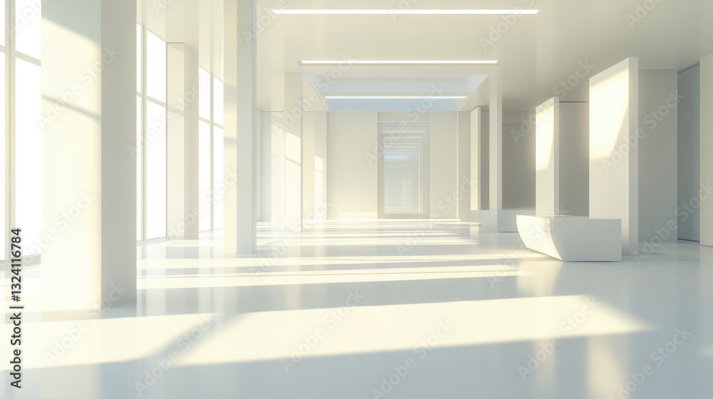 Fototapeta premium Minimalist White Interior Architecture.