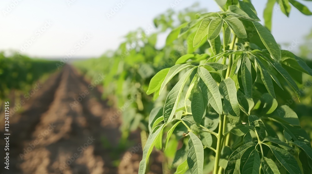 Green Castor Bean Plants in Field Green Castor Bean Plants in Field