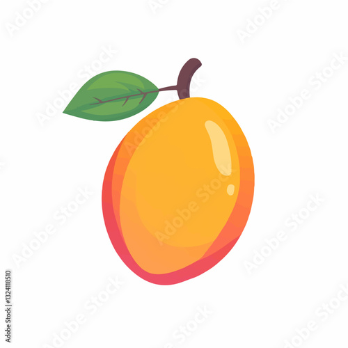 My Simple flat 2D icon mango isolated on a white background, vector, flat design, animation design, simple flat 2D icon, minimalist design, clipart
