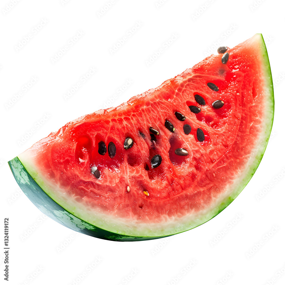 Freshly Sliced Watermelon on Black Background with Black Seeds and Juicy Red Flesh Freshly Sliced Watermelon on Black Background with Black Seeds and Juicy Red Flesh