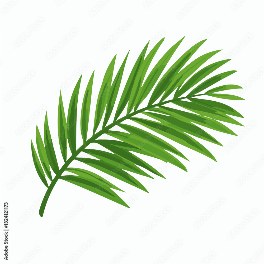 Very Simple flat 2D icon palm leaf branch isolated on a white background, vector, flat design, animation design, simple flat 2D icon, minimalist design, clipart Very Simple flat 2D icon palm leaf branch isolated on a white background, vector, flat design, animation design, simple flat 2D icon, minimalist design, clipart