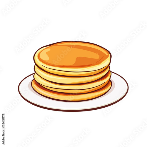 Very Simple flat 2D icon pancake in plate isolated on a white background, vector, flat design, animation design, simple flat 2D icon, minimalist design, clipart	