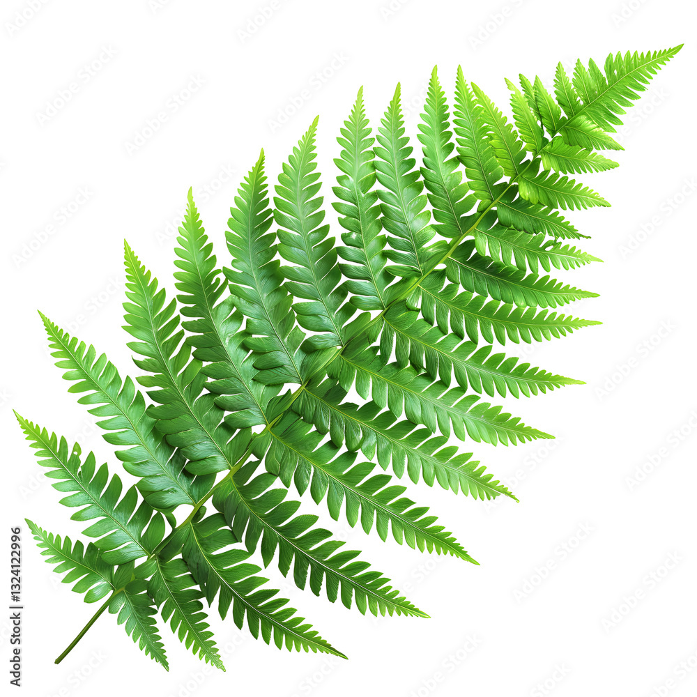 Intricate Green Fern Frond with Detailed Texture Against a Black Background Intricate Green Fern Frond with Detailed Texture Against a Black Background