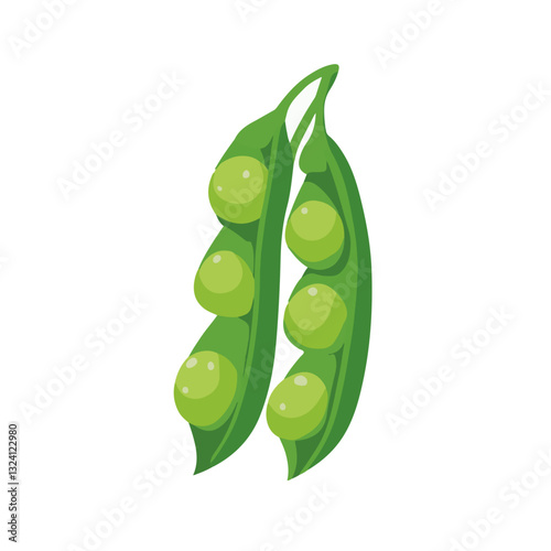 Very Simple flat 2D icon green peas isolated on a white background, vector, flat design, animation design, simple flat 2D icon, minimalist design, clipart	