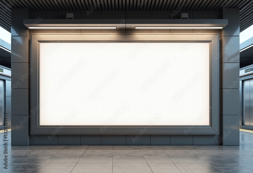Showcase Your Design: Blank Horizontal Poster Mockup in Public Subway Station, Realistic 3D Billboard Rendering for Presentation.
Showcase Your Design: Blank Horizontal Poster Mockup in Public Subway Station, Realistic 3D Billboard Rendering for Presentation.