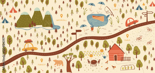 Illustrated Local Nature Vector Map