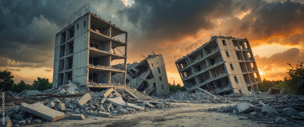 Ruined building in a post-apocalyptic landscape.