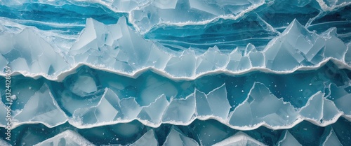 Processed collage of thick cracked ice texture. Background for banner or backdrop.