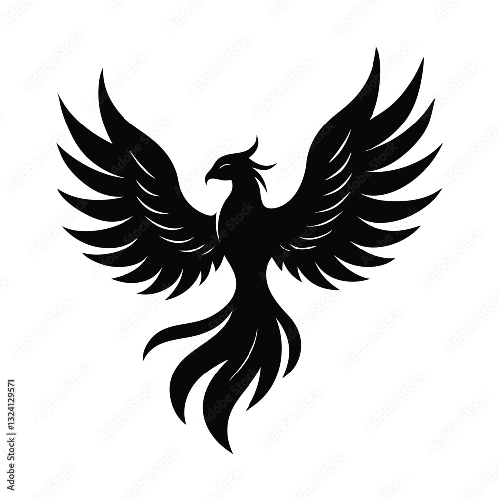 Naklejka premium Black Phoenix Silhouette Vector. 