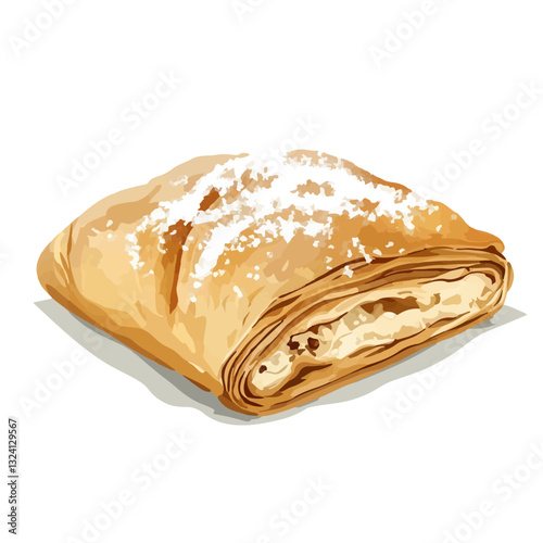 Very Simple flat 2D icon strudel isolated on a white background, vector, flat design, animation design, simple flat 2D icon, minimalist design, clipart	