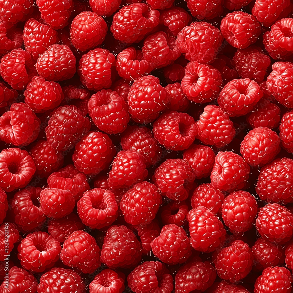 A vibrant close-up of fresh, juicy raspberries, showcasing their rich red color and delightful texture, perfect for food photography, health-related articles, or culinary presentat A vibrant close-up of fresh, juicy raspberries, showcasing their rich red color and delightful texture, perfect for food photography, health-related articles, or culinary presentat