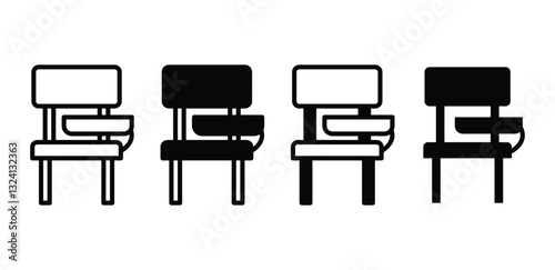 Chair School Bench Black And White Illustrations Vector Design