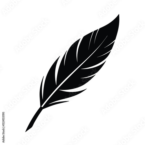 Black Feather Silhouette Vector.
