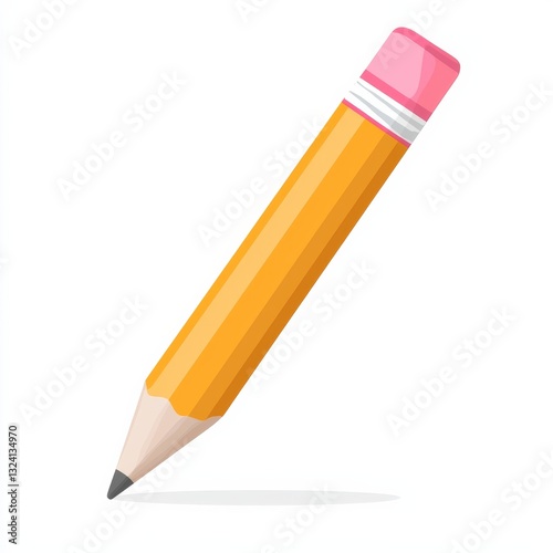 Icon of a yellow pencil with a pink eraser on a white background