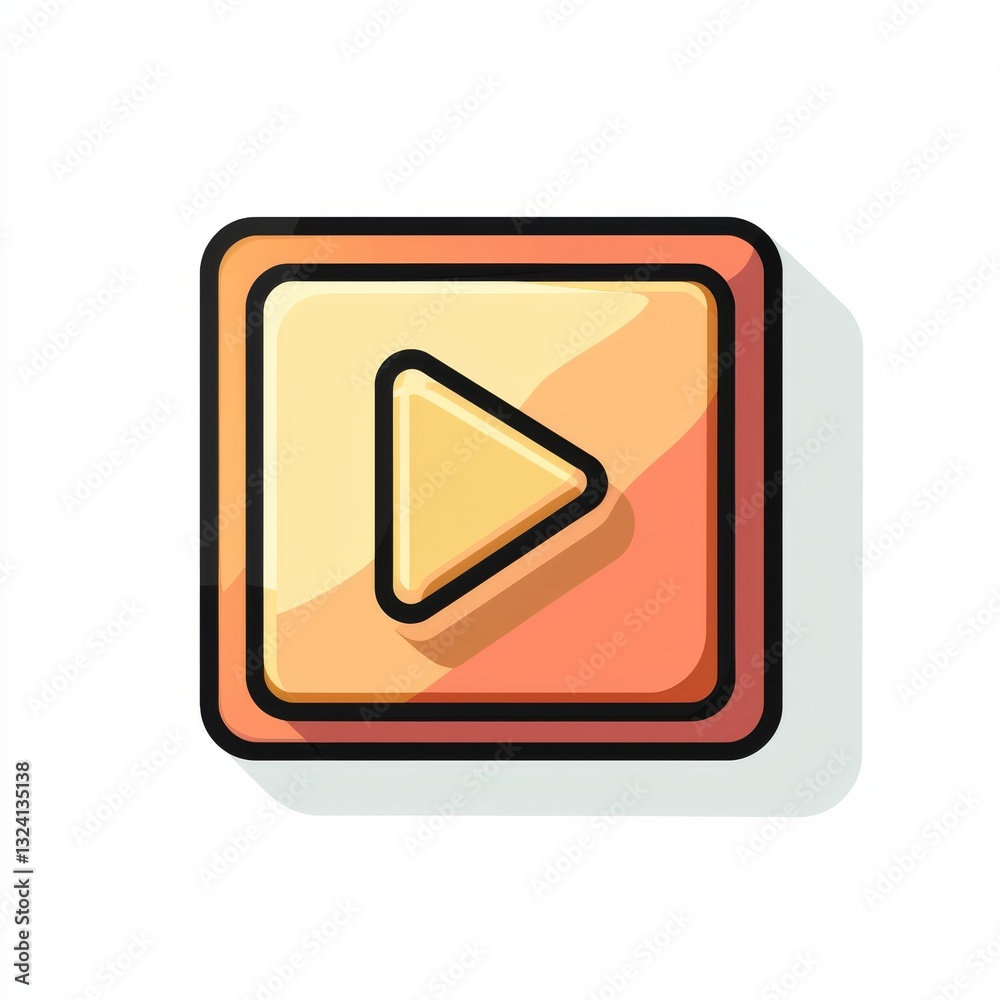 Play Button Icon with Soft Gradient Background and 3D Effect Play Button Icon with Soft Gradient Background and 3D Effect