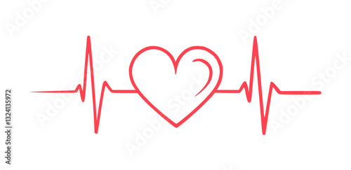 Cardiogram Pulse Line on Black — Red Heartbeat Waveform for Medical, Diagnostic, and Health Care Technology Illustrations