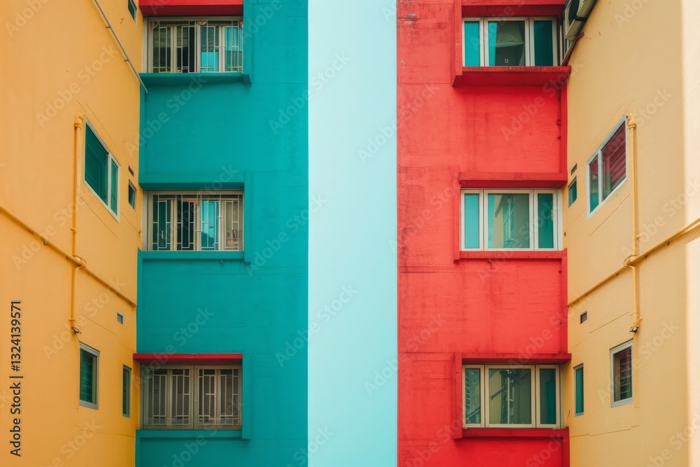 Fictional public housing project plan completed in bright pastel colors of modern art deco. Neural network ai generated Fictional public housing project plan completed in bright pastel colors of modern art deco. Neural network ai generated