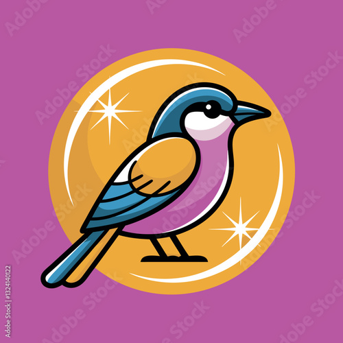 a shiny vibrant icon of a tropical bird